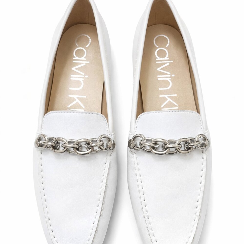 Calvin Klein Elanna Leather Chain Link Loafers